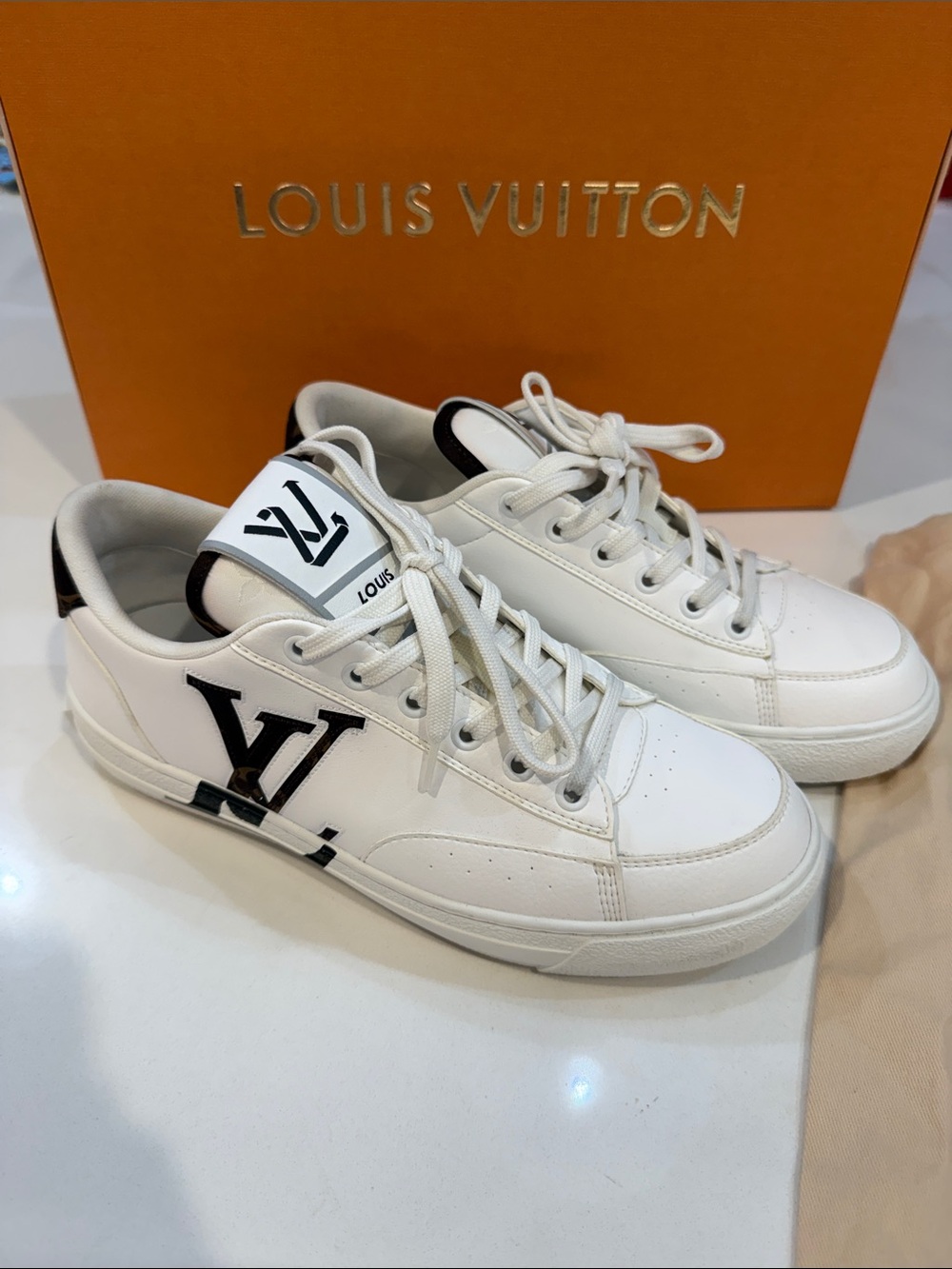 Louis Vuitton Charlie Eco-Designed Low-Top Sneakers White/Black | Size 37.5
